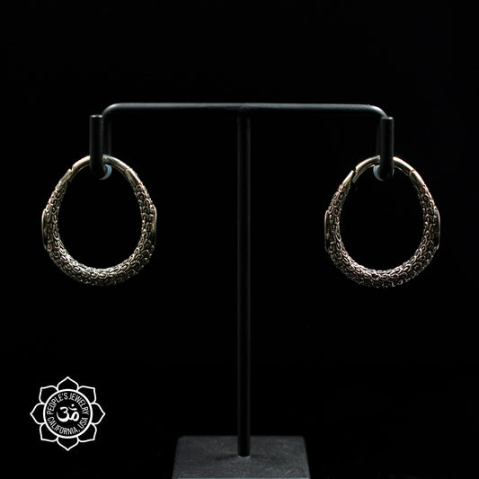 People's Jewelry Brass Onyx Marquise Clicker (Pair)