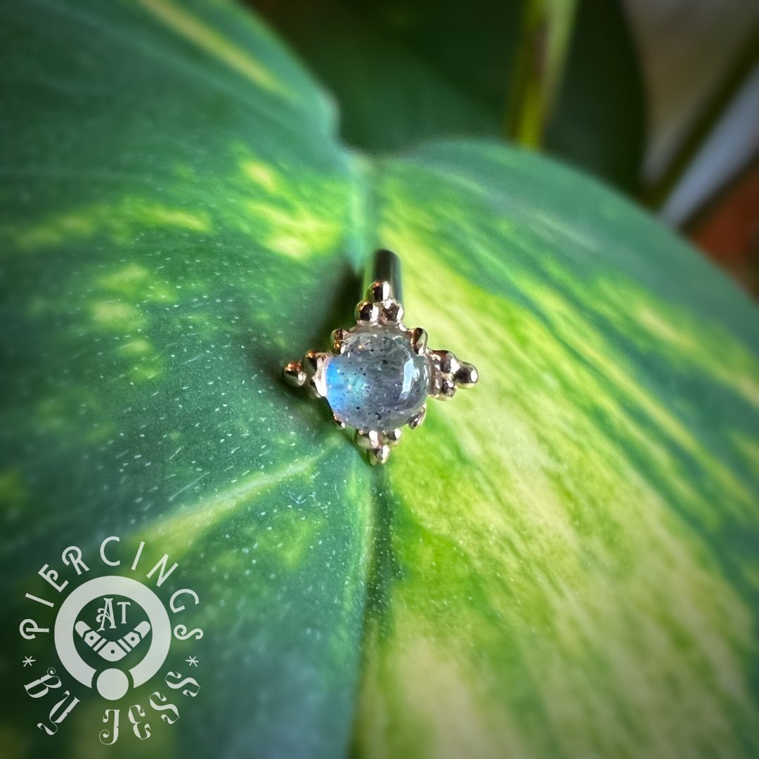 Anatometal 18k Solid Gold Threadless 5mm Genuine Cabochon Zia Ends