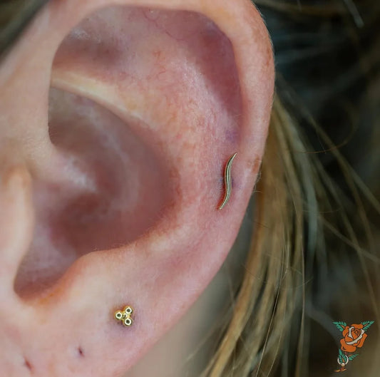 Ember Body Jewelry 14k Solid Gold Wavelength Ends