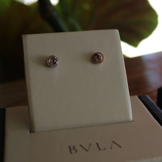 BVLA 14k Solid White Gold Threaded 14/12 Gauge 3mm Rose-Cut Oregon Sunstone Prong-Set Milgrain End