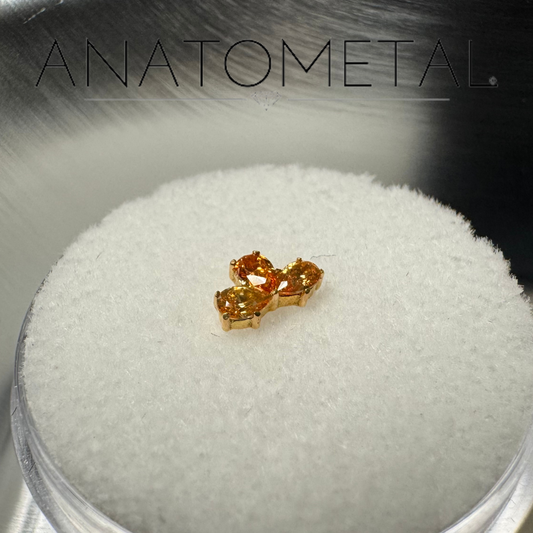 Anatometal 18k Solid Rose Gold Threadless Amber Yellow, Tangerine, Amber Yellow 3 Stone Pear End