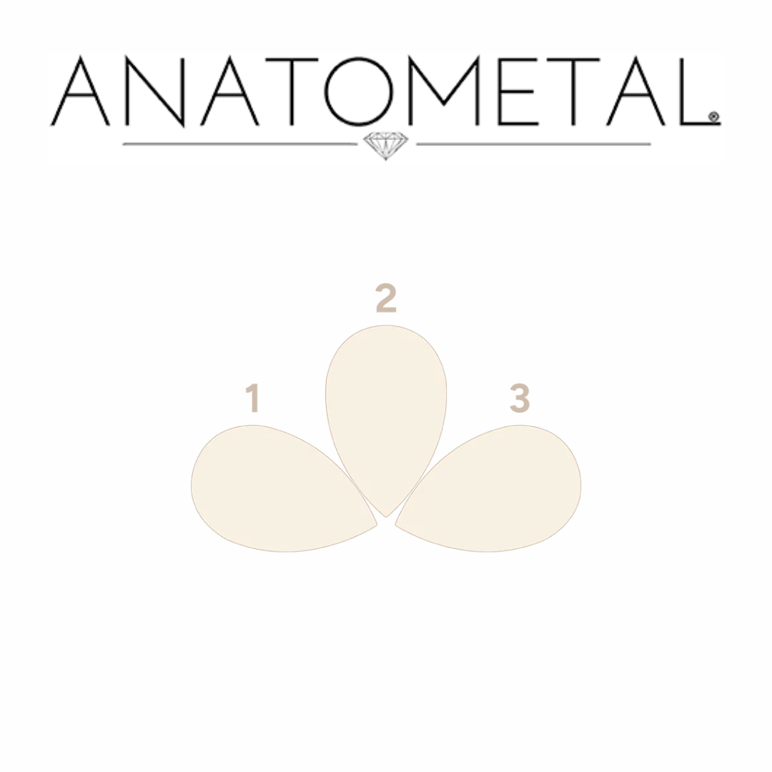 Anatometal 18k Solid Gold Threadless 3 Stone Pear Ends