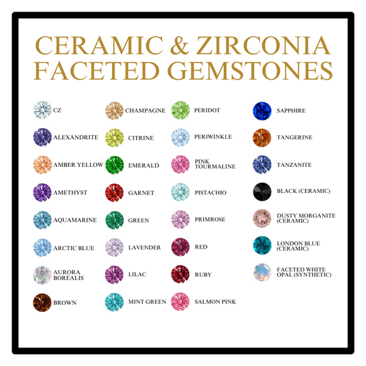 Anatometal 18k Solid Gold Threadless 4mm Ceramic & Zirconia Faceted King Ends