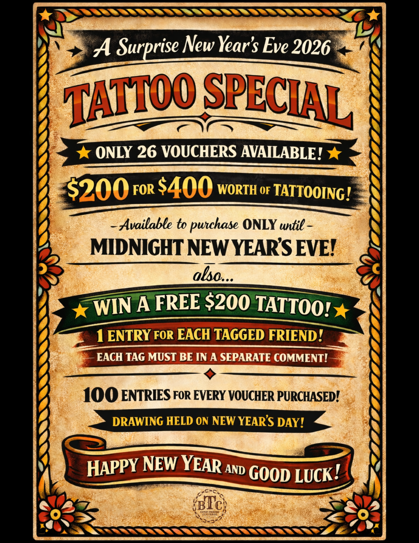 $400 worth of tattooing for $200!