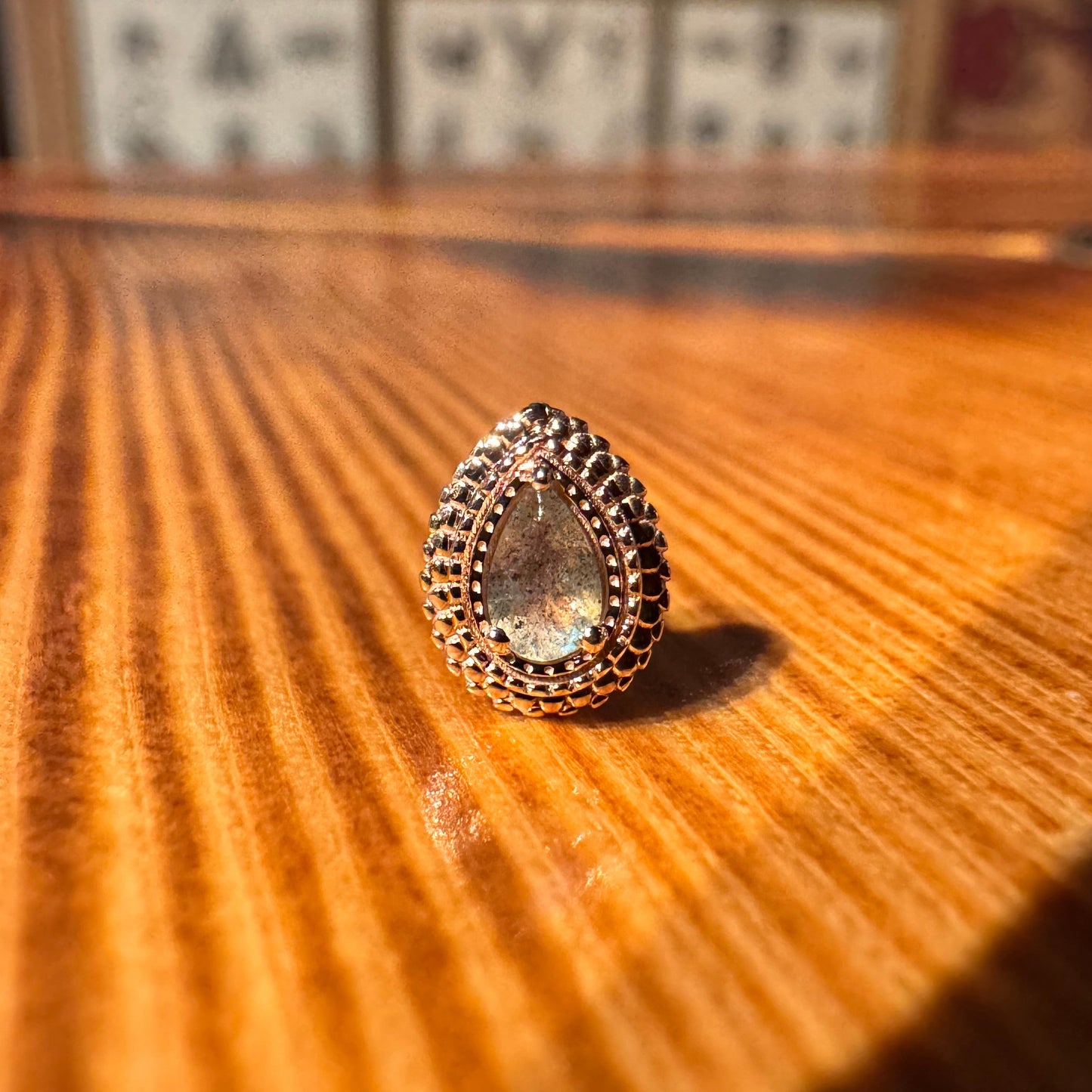 BVLA 14k Solid Rose Gold Threaded 14/12 Gauge 4x2.5mm Labradorite Mini Afghan Pear End