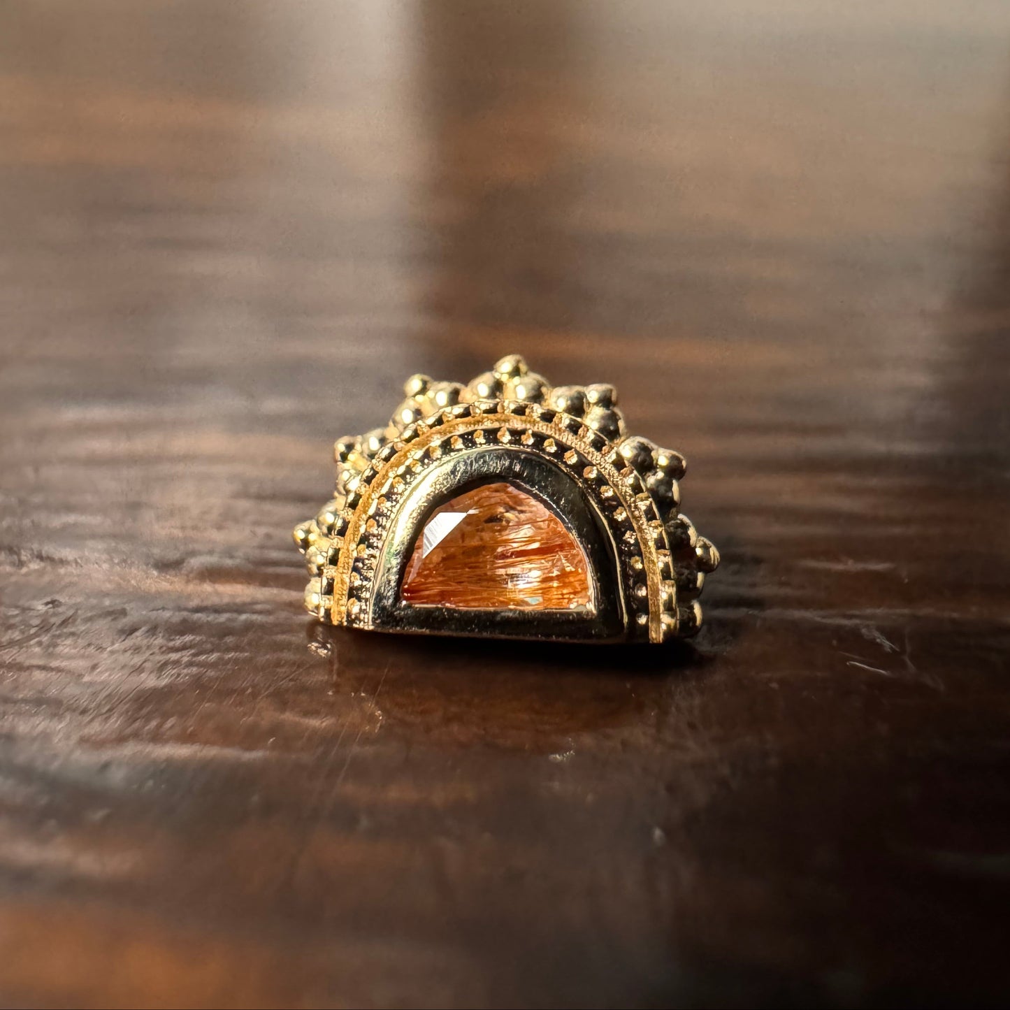 BVLA 14k Solid Yellow Gold Threaded 14/12 Gauge 3x2mm Copper Rutilated Quartz Afghan Moon End