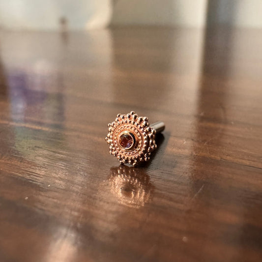 BVLA 14k Solid Rose Gold Threaded 14/12 Gauge 1.5mm Anastasia Topaz Round Afghan End