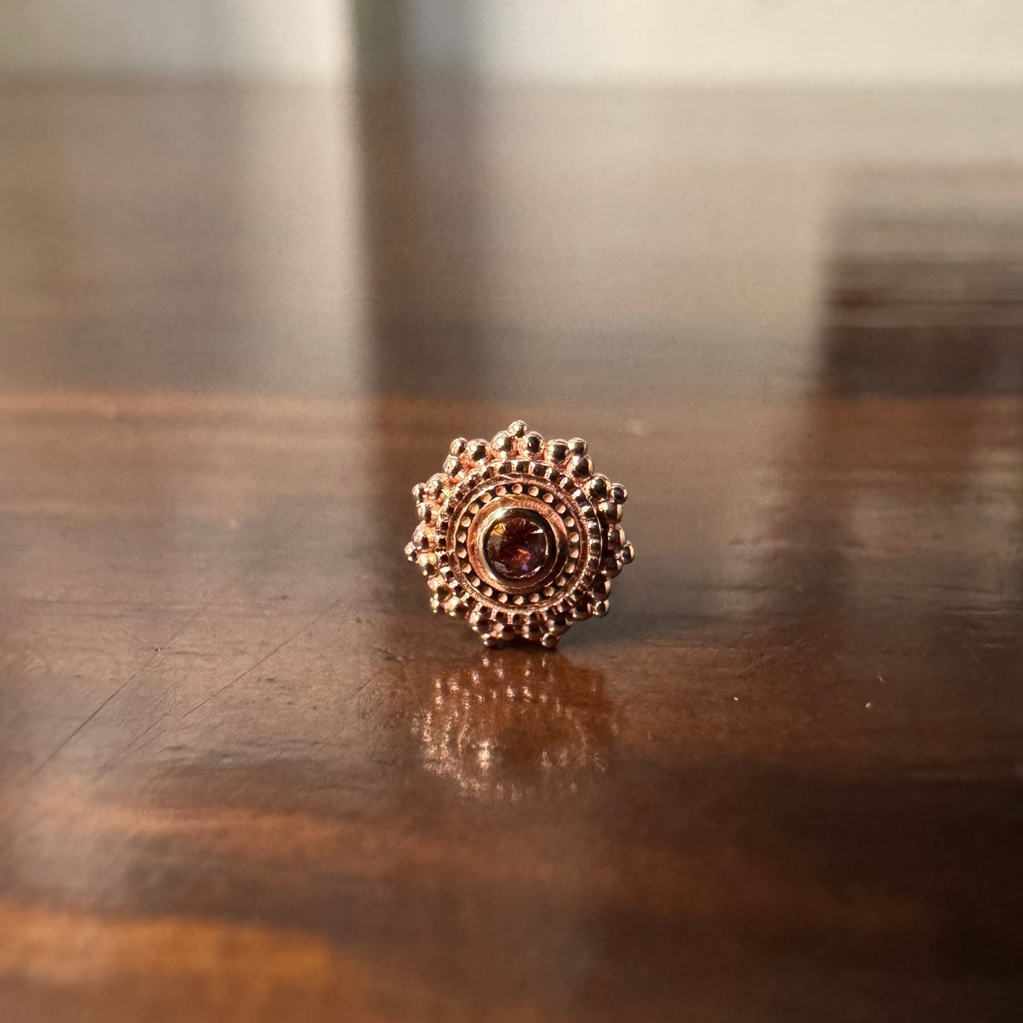 BVLA 14k Solid Rose Gold Threaded 14/12 Gauge 1.5mm Anastasia Topaz Round Afghan End