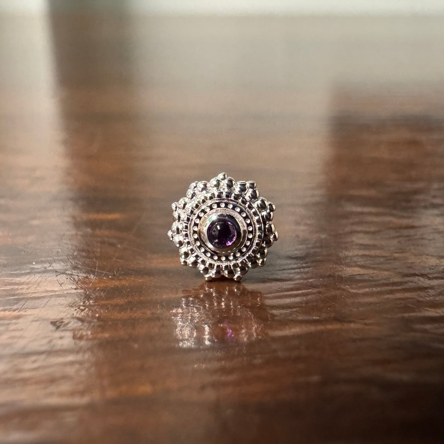 BVLA 14k Solid White Gold Threaded 14/12 Gauge 1.5mm Amethyst Round Afghan End