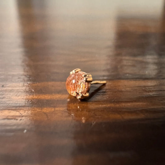 BVLA 14k Solid Rose Gold Threadless 3mm Copper Rutilated Quartz Cab Prong End