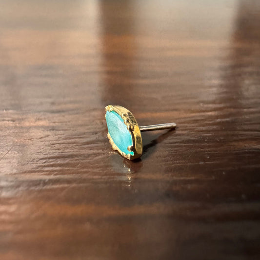 Anatometal 18k Solid Yellow Gold Threadless 4x2mm Sandblasted Mint Green Zirconia Lindsey End