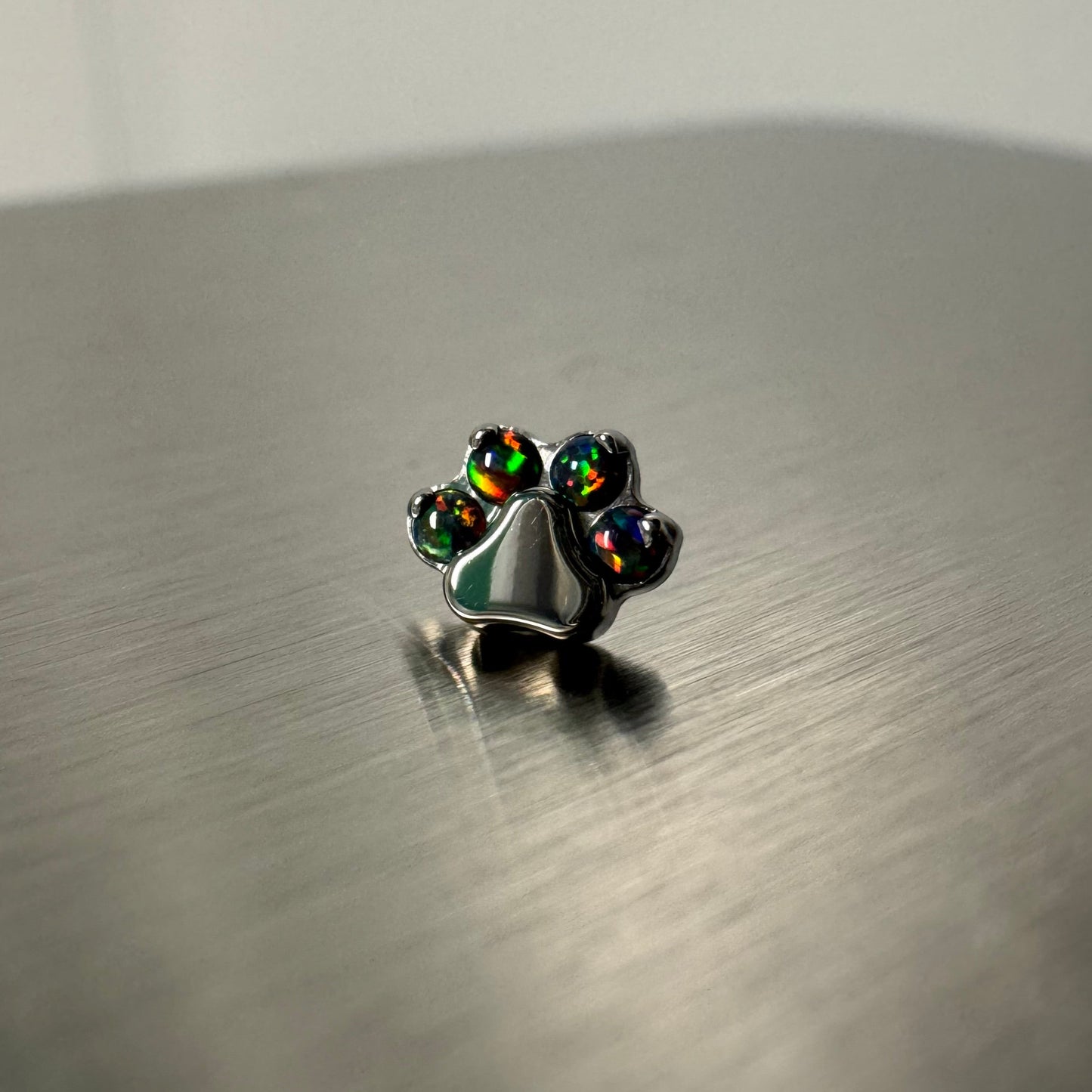 Industrial Strength Titanium Faux-pal Gem Paw Print Ends