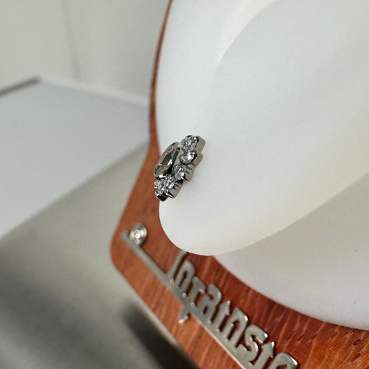 Intrinsic Titanium Threaded 14/12 Gauge 3mm Champagne Center with 1.5mm Clear CZ Petals 6mm Flower Prong End