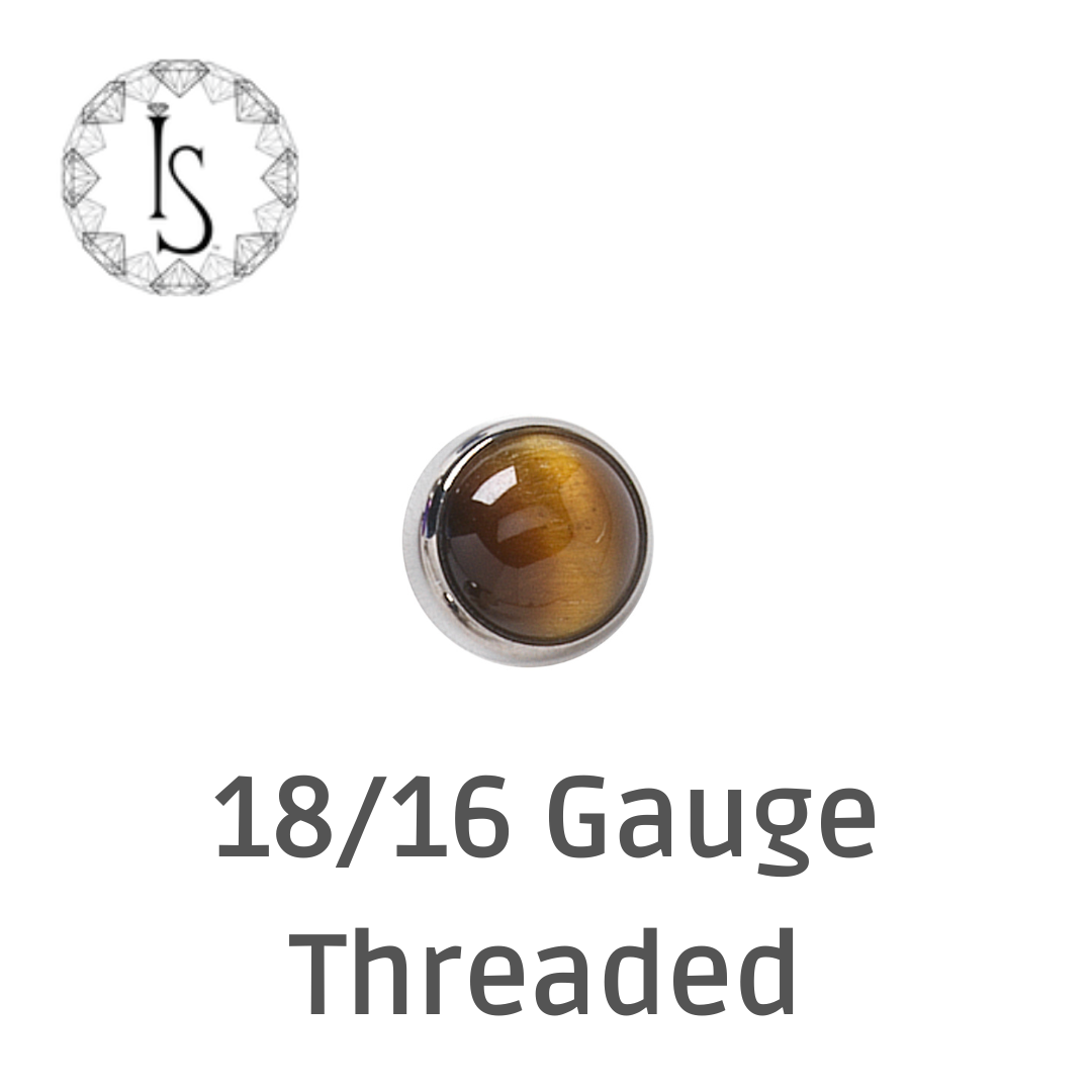 Industrial Strength Titanium Threaded 18/16 Gauge Bezel-Set Natural Stone Cabochon Ends
