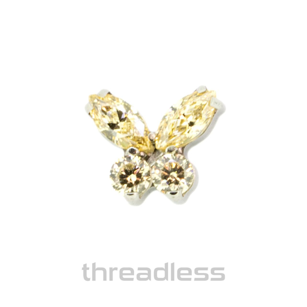 Industrial Strength Titanium Threadless Butterfly Faceted Gem Ends