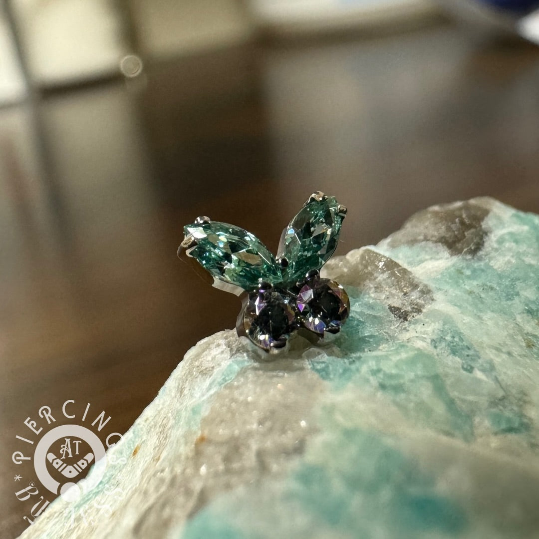Industrial Strength Titanium Threadless Butterfly Faceted Gem Ends
