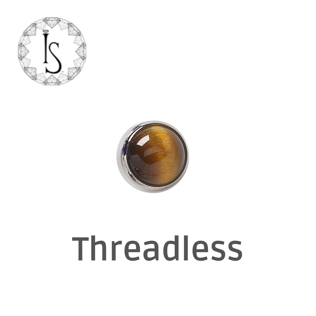 Industrial Strength Titanium Threadless Bezel-Set Natural Stone Cabochon Ends