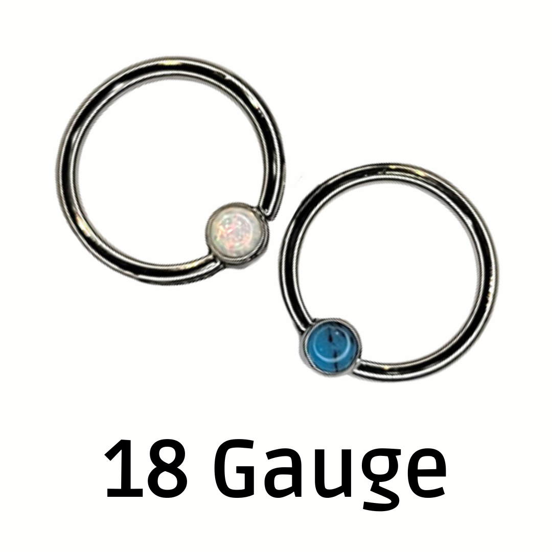 Body Circle Designs Niobium 18 Gauge Fixed Cabochon Bead Rings