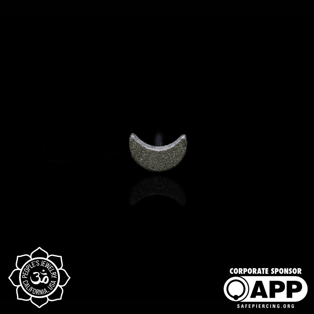 People's Jewelry Titanium Threadless Sandblasted Crescent Moon Ends