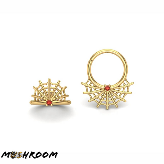 Mushroom Body Jewelry 14k Solid Gold 16 Gauge Nipple Orientation Web Clickers