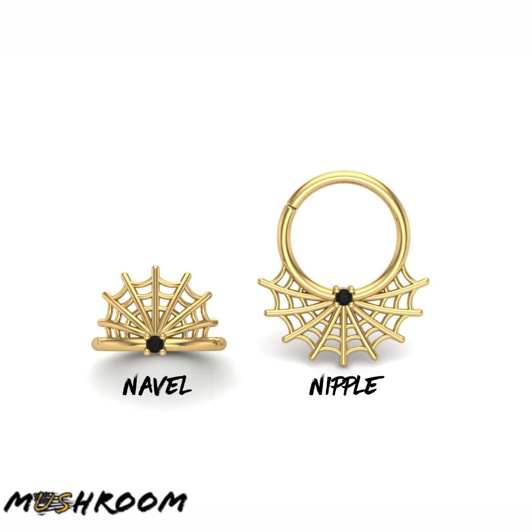 Mushroom Body Jewelry 14k Solid Gold 16 Gauge Navel Orientation Web Clickers