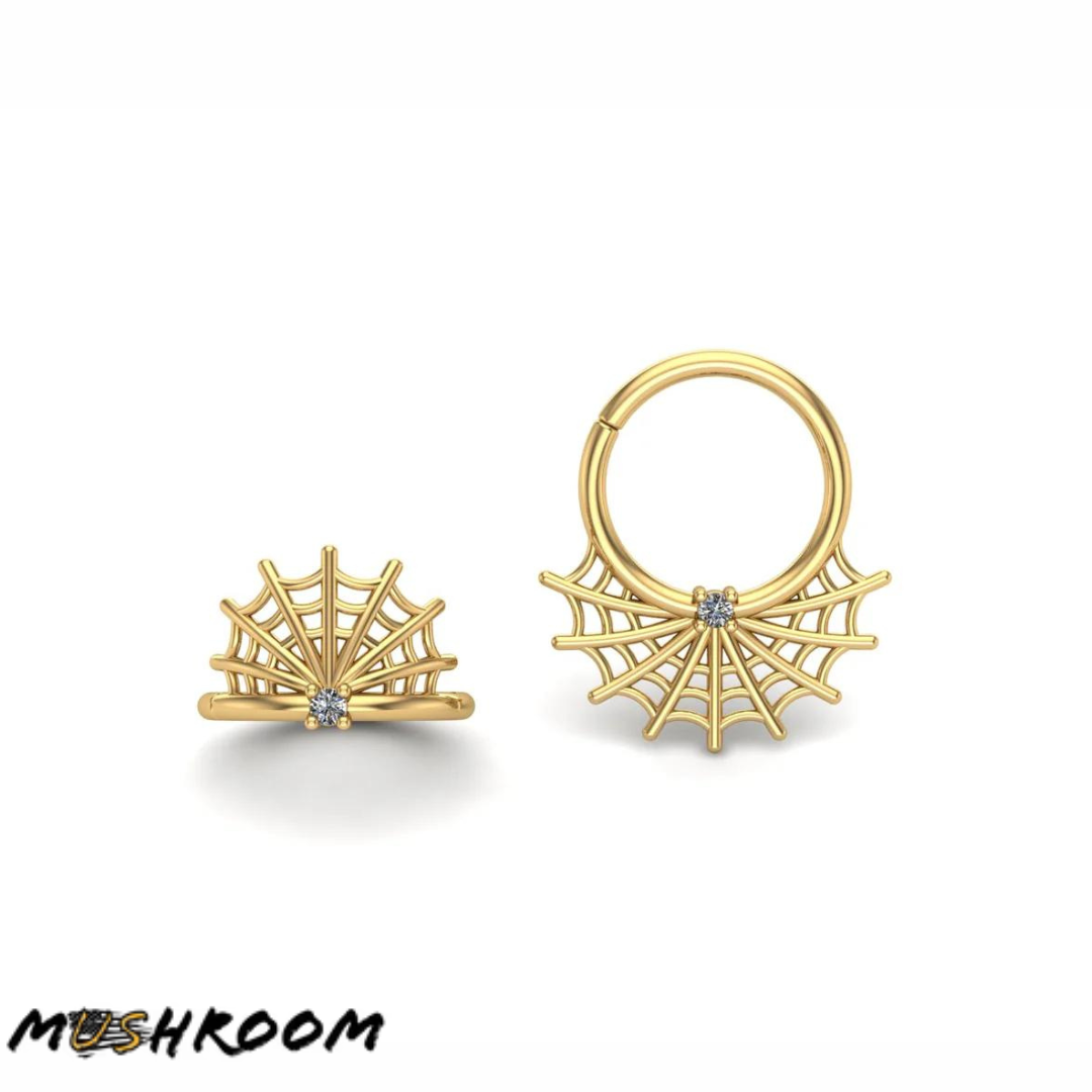 Mushroom Body Jewelry 14k Solid Gold 16 Gauge Navel Orientation Web Clickers
