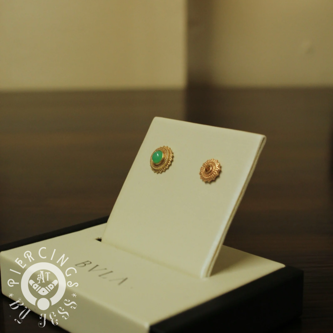 BVLA 14k Solid Yellow Gold Threaded 14/12 Gauge 4mm Chrysoprase Afghan End