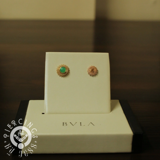 BVLA 14k Solid Yellow Gold Threaded 14/12 Gauge 4mm Chrysoprase Afghan End