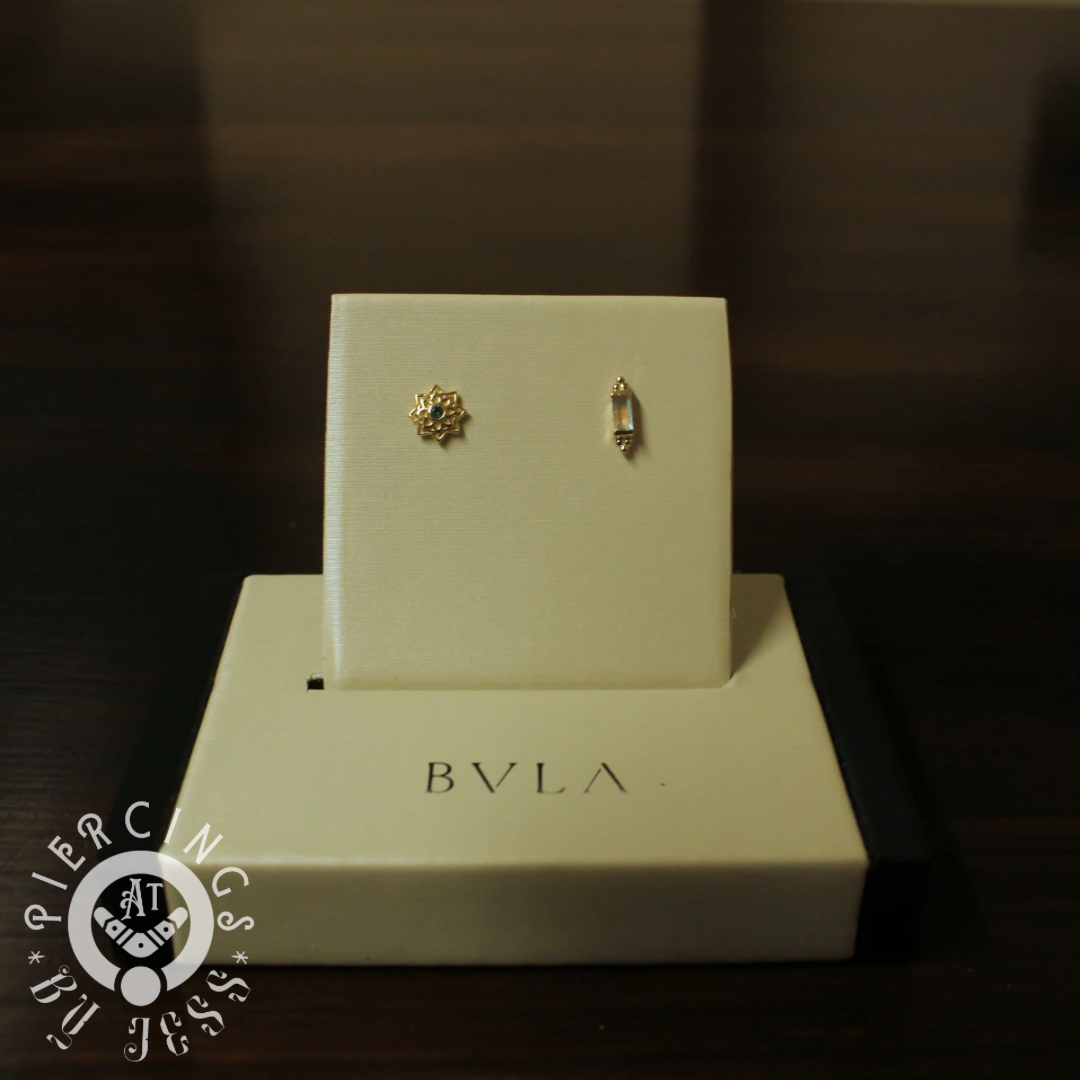 BVLA 14k Solid Yellow Gold Threaded 14/12 Gauge 1.5mm Aquamarine AA Sol End