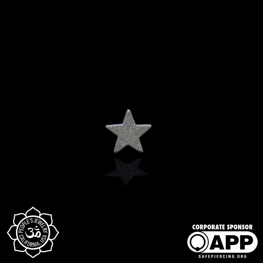 People's Jewelry Titanium Threadless Sandblasted Star Ends