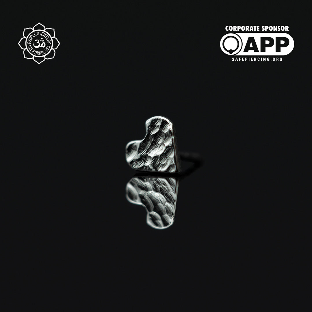 People's Jewelry Titanium Threadless Textured Heart Ends