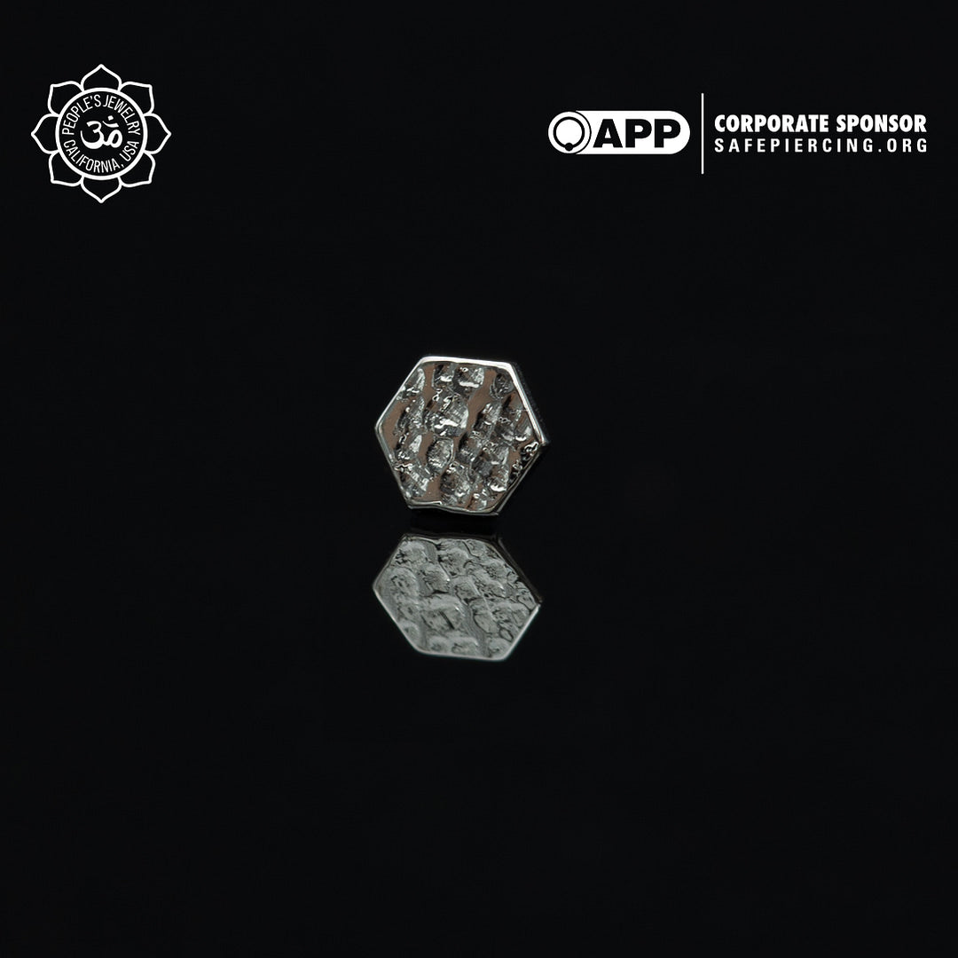 People's Jewelry Titanium Threadless Textured Hex Ends