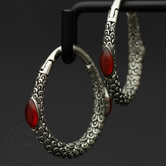 People's Jewelry Brass Carnelian Marquise Clicker (Pair)