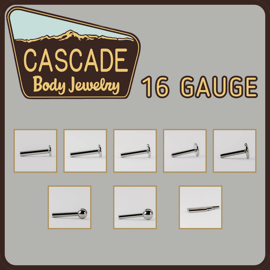 Cascade Body Jewelry Titanium 16 Gauge Posts