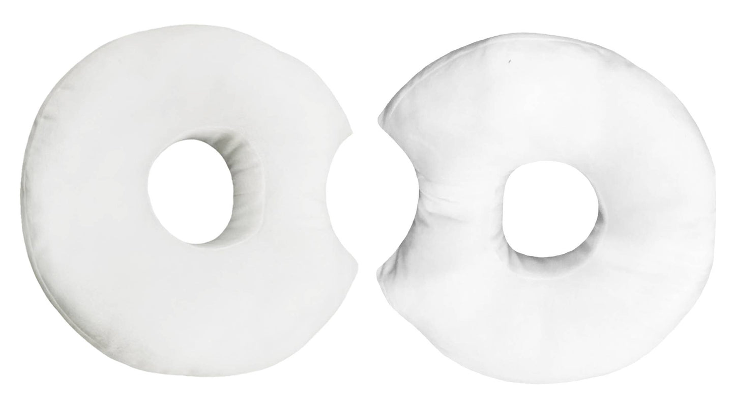 Donut Pillow for Ear Piercings, Side Sleeping Soft - White
