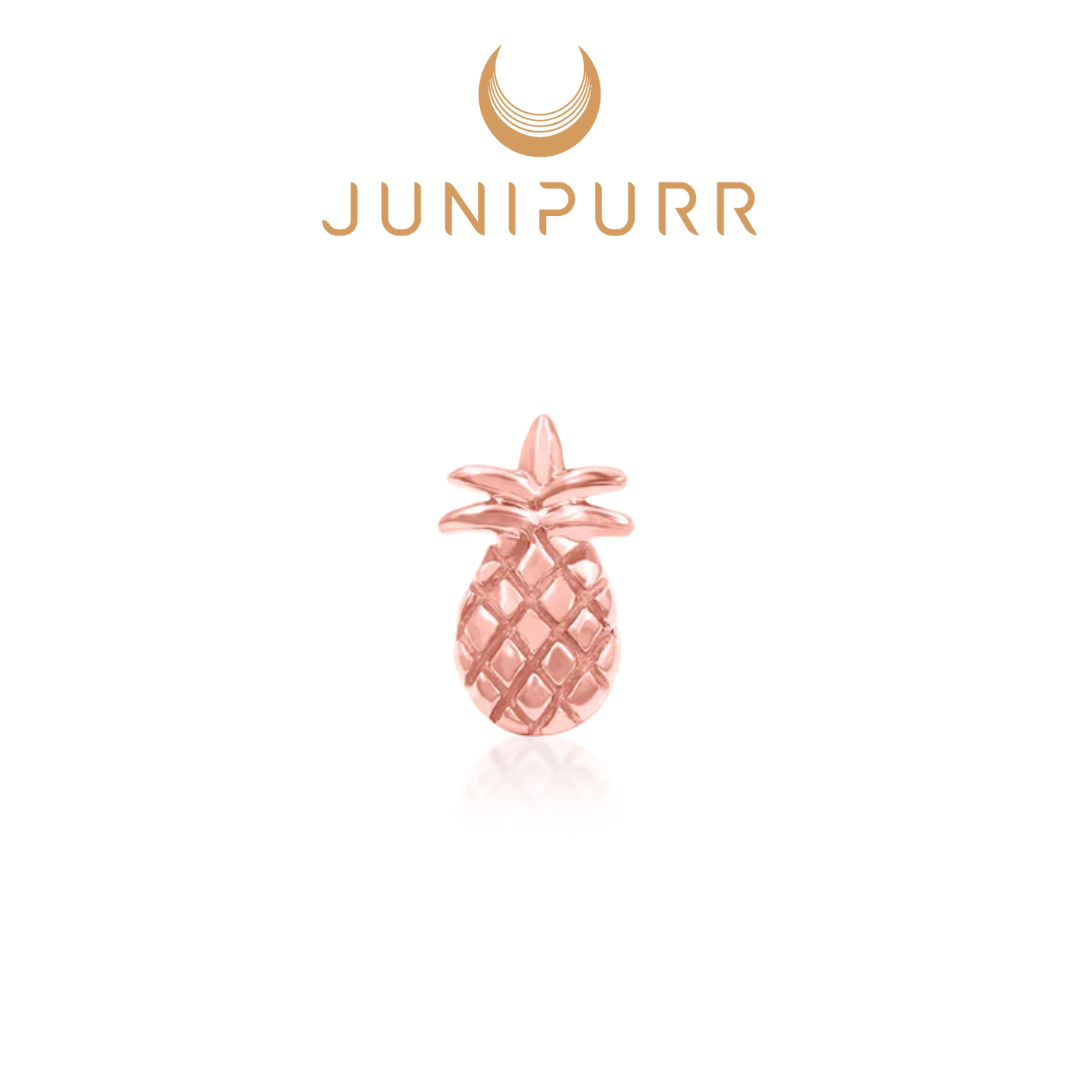Junipurr 14k Solid Gold Threadless Pineapple Ends