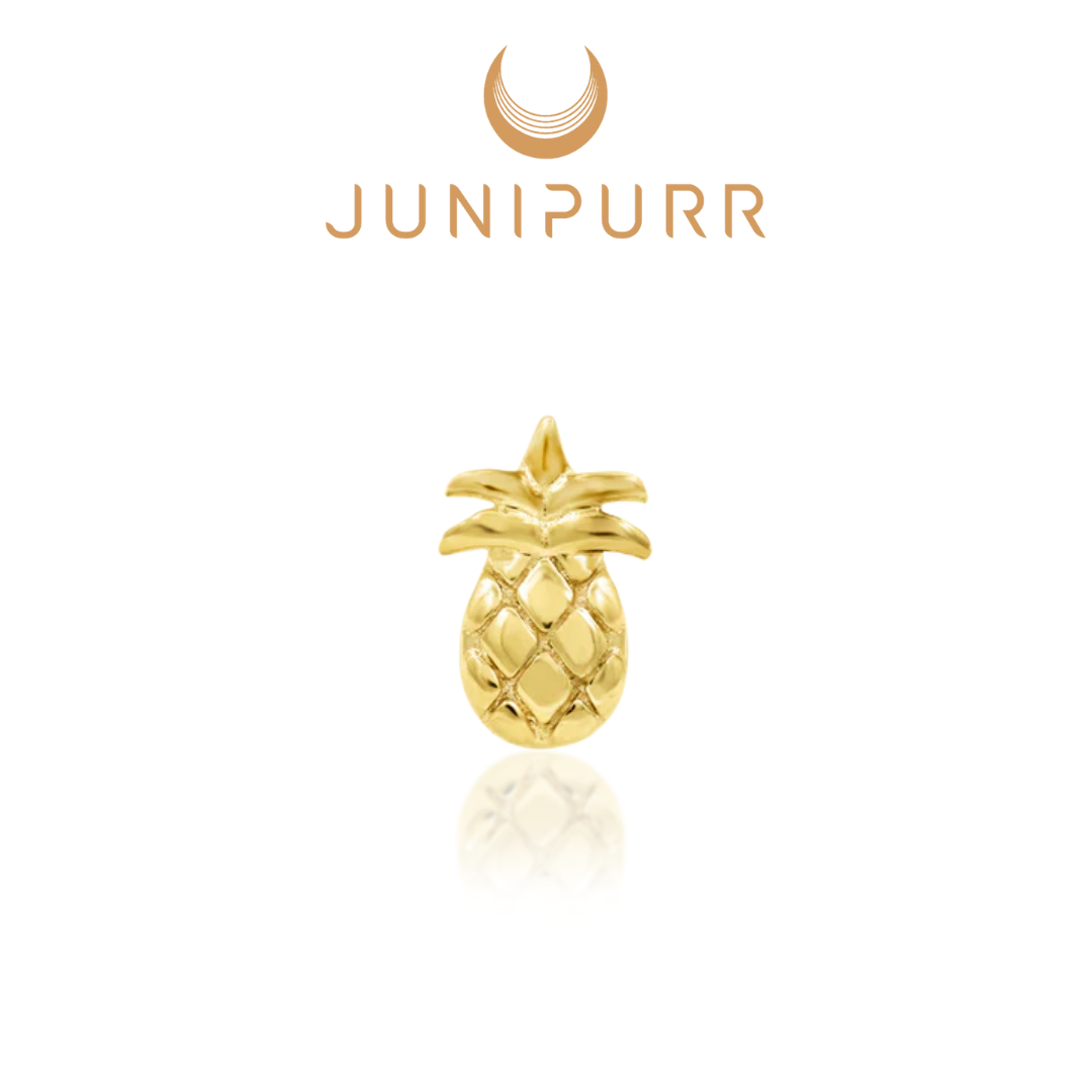 Junipurr 14k Solid Gold Threadless Pineapple Ends