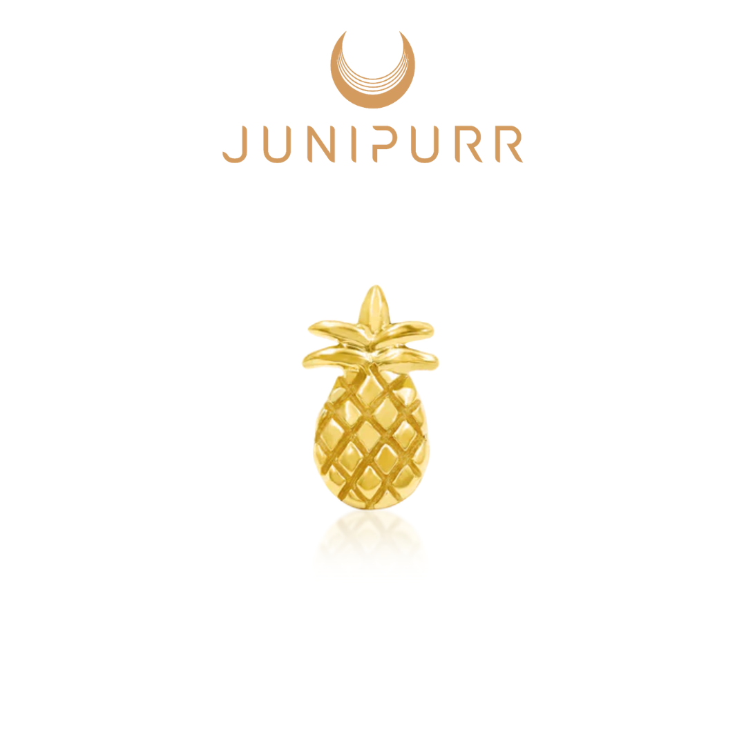 Junipurr 14k Solid Gold Threadless Pineapple Ends
