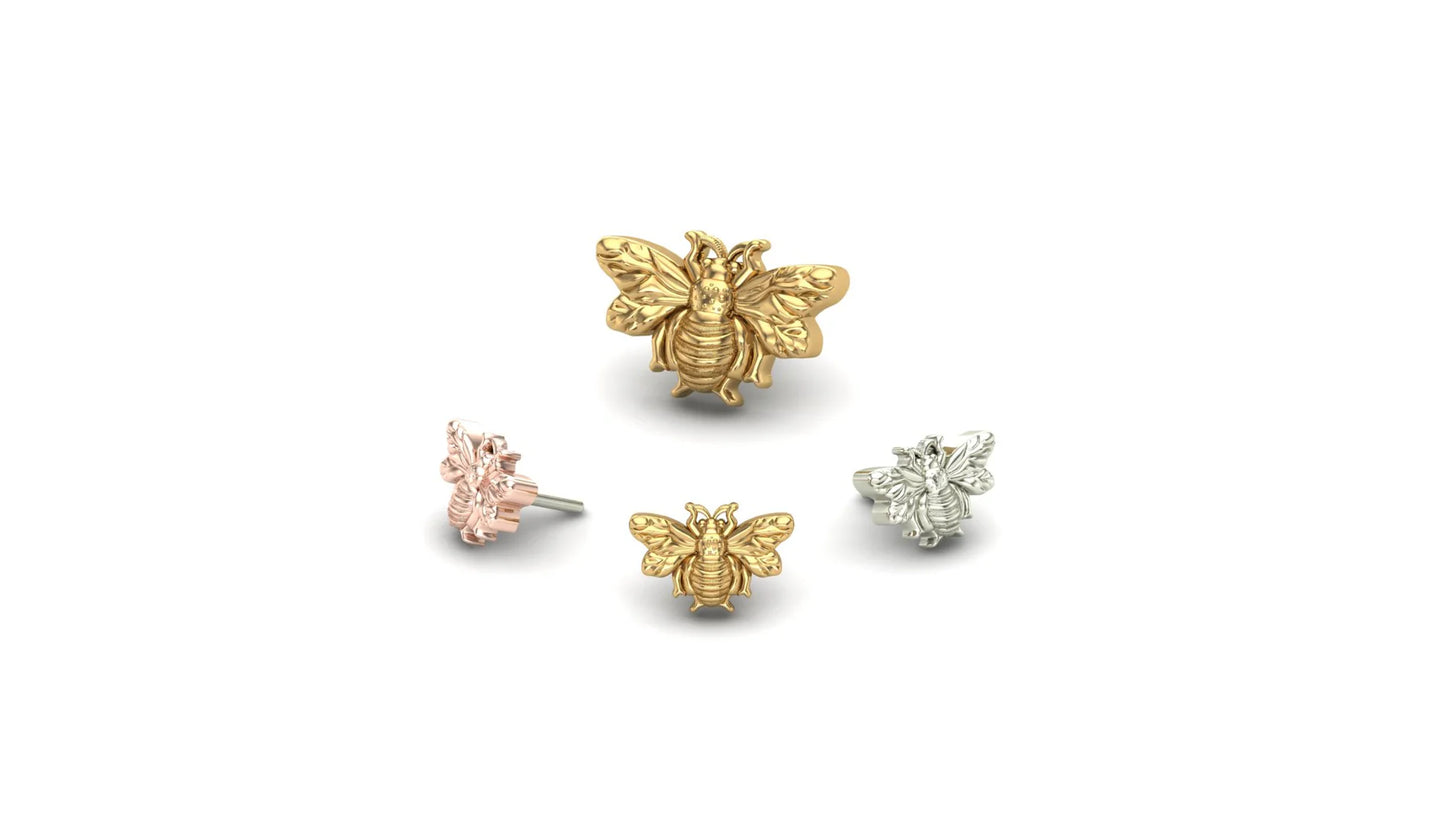 Mushroom Body Jewelry 14k Solid Gold Bumble Bee Ends