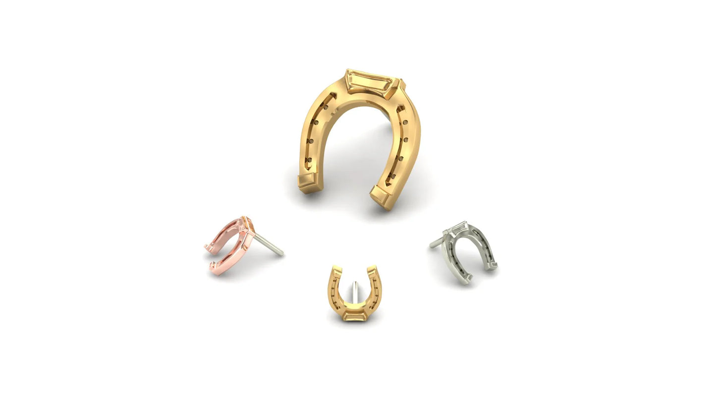 Mushroom Body Jewelry 14k Solid Gold Horseshoe Ends