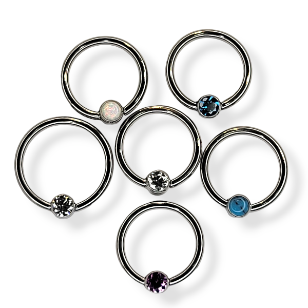 Body Circle Designs Niobium 20 Gauge Fixed Cabochon Bead Rings