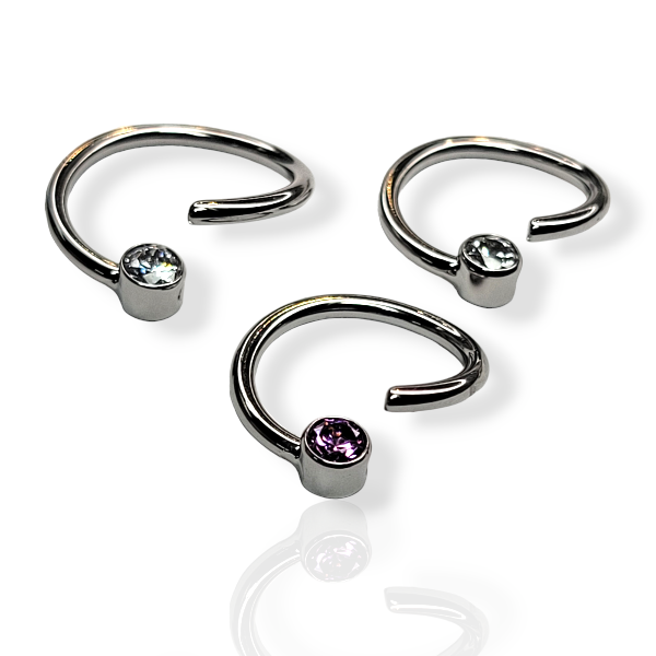 Body Circle Designs Niobium 20 Gauge Fixed Cabochon Bead Rings