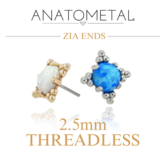 Anatometal 18k Solid Gold Threadless 2.5mm Cabochon Zia Ends