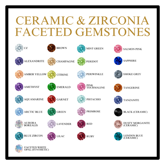 Anatometal Titanium Threadless 1.5mm-2.5mm Ceramic & Zirconia Faceted Bezel-Set Ends