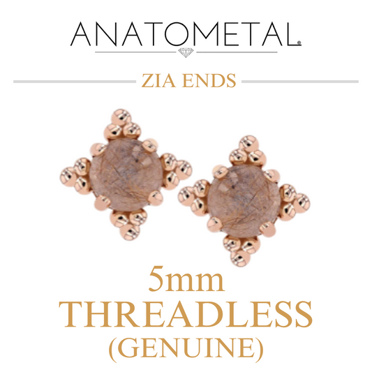 Anatometal 18k Solid Gold Threadless 5mm Genuine Cabochon Zia Ends