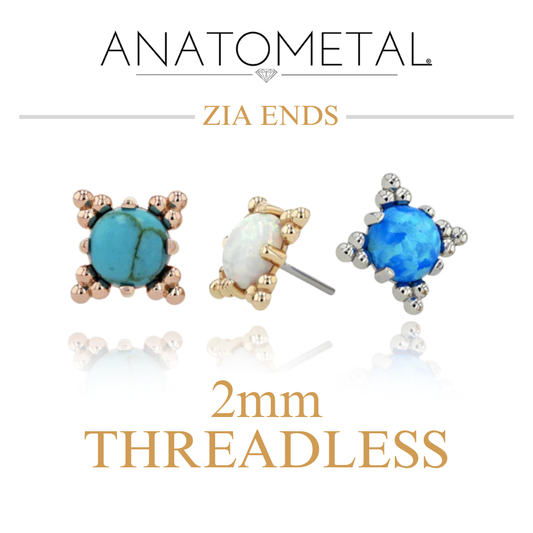 Anatometal 18k Solid Gold Threadless 2mm Cabochon Zia Ends