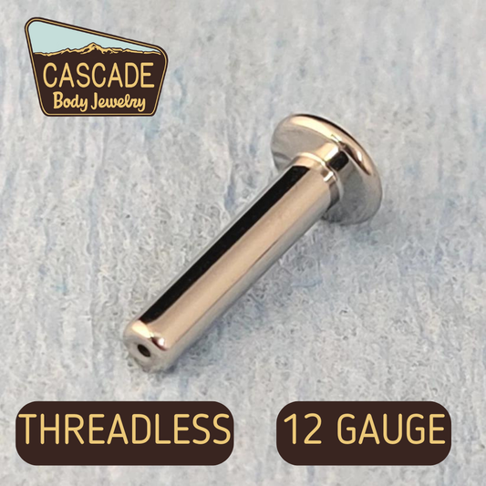 Cascade Body Jewelry Titanium Threadless 12 Gauge Disk-Back Posts