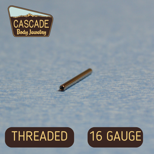 Cascade Body Jewelry Titanium Threaded 16 Gauge Straight Shafts