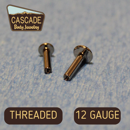 Cascade Body Jewelry Titanium Threaded 12 Gauge Disk-Back Posts