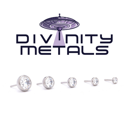 Divinity Metals Titanium Threadless Bezel-Set Gem Ends